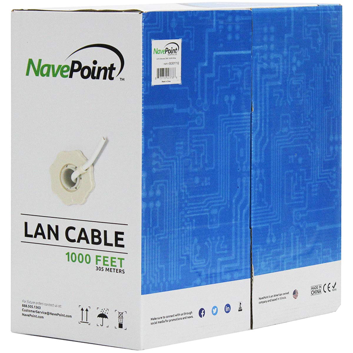 NavePoint Cat6 Riser Cable 1000ft for High Performance Networking
