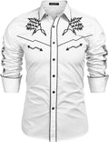 Men's Western Cowboy Embroidered Shirt - Slim Cotton