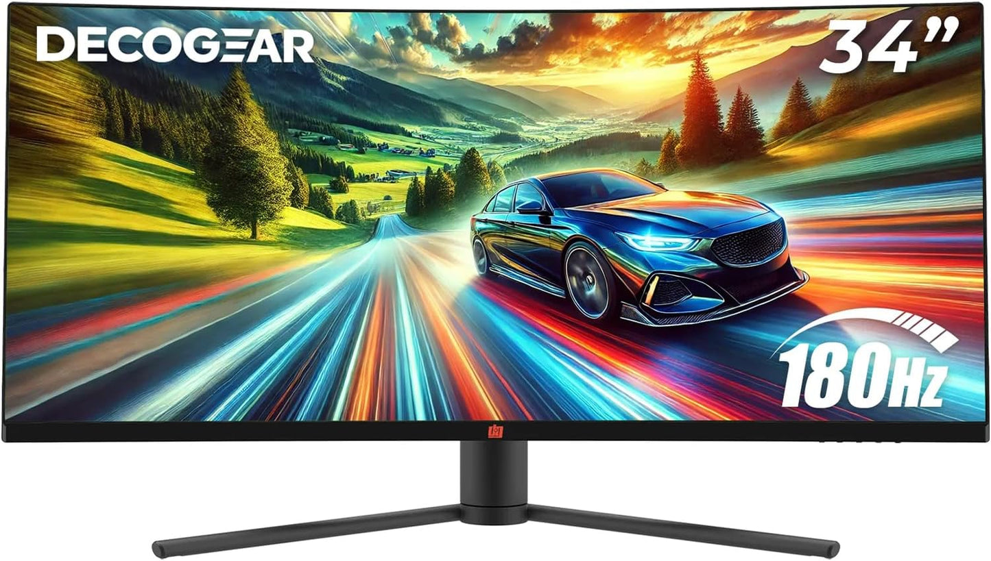 Deco Gear 34 Ultrawide Curved Monitor, 180Hz for Immersive Gaming