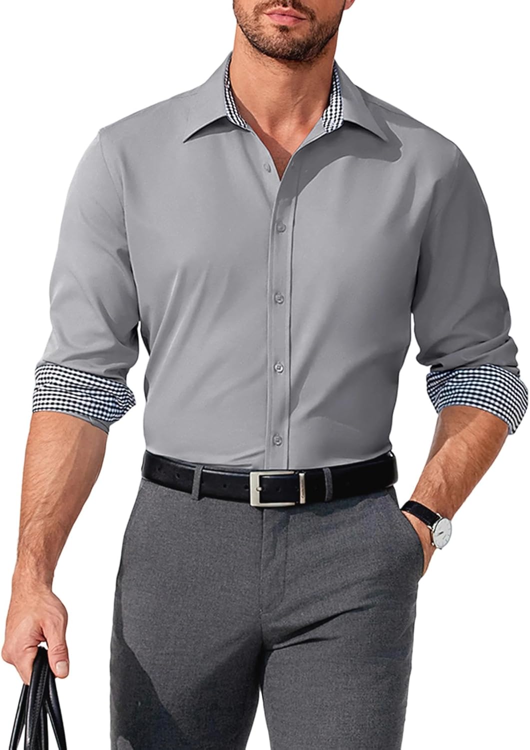 COOFANDY Men's Business Dress Shirt Long Sleeve Slim Fit Style