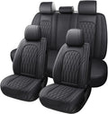 Car Seat Covers Full Set Black Nappa Leather - Waterproof Luxury Fit