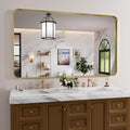 Gold Bathroom Mirror 55x30 in Brushed Gold Rounded Rectangle Mirror