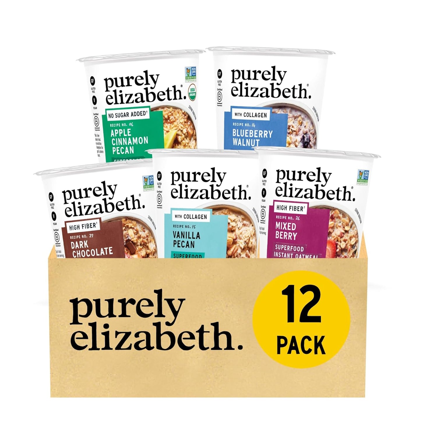 Purely Elizabeth Superfood Oatmeal Cups Variety Pack for Breakfast