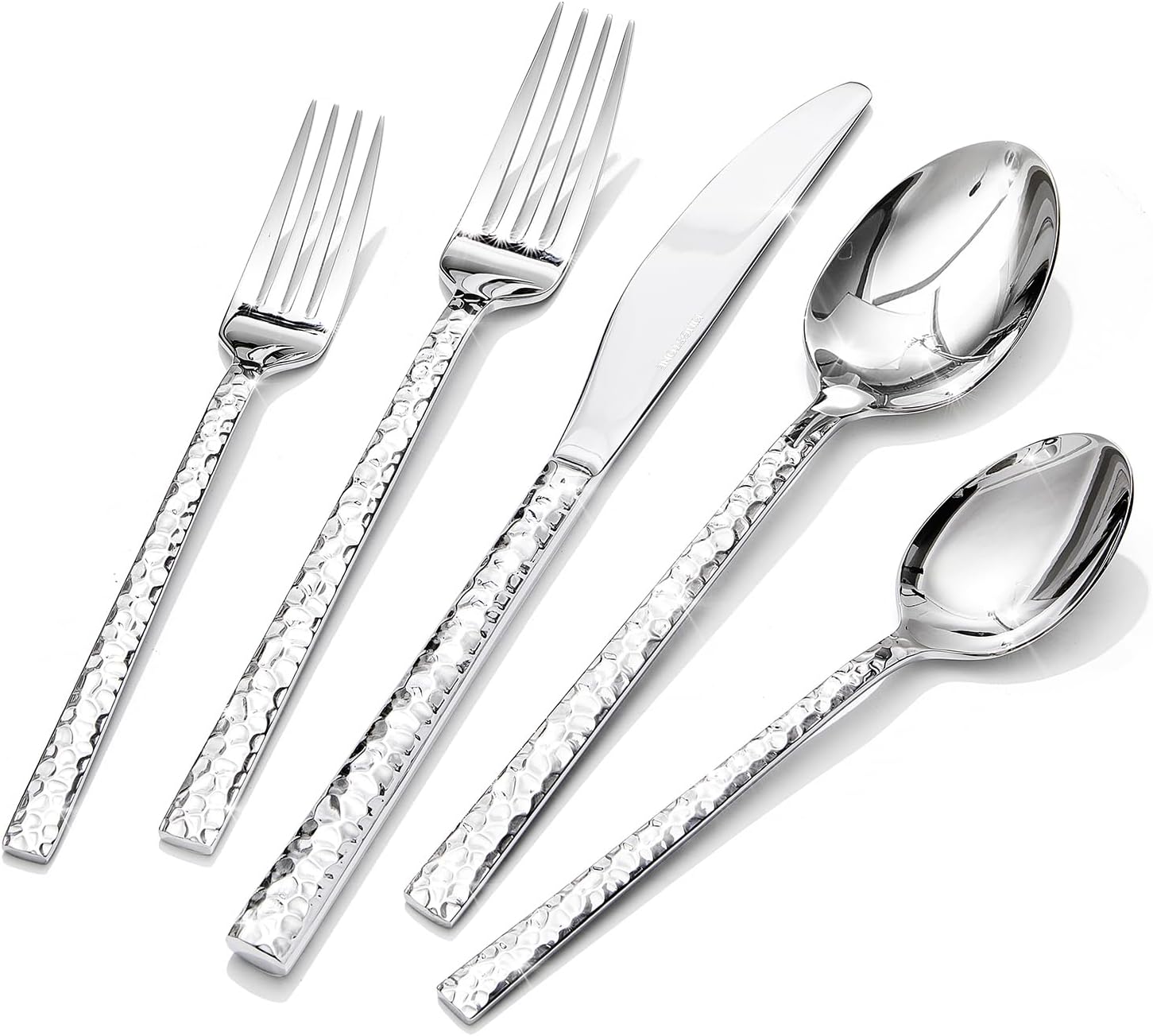 KINGSTONE 20 Piece Hammered Silverware Set for Elegant Dining
