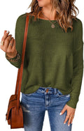 Acelitt Womens Casual Lightweight Knit Long Sleeve Crewneck