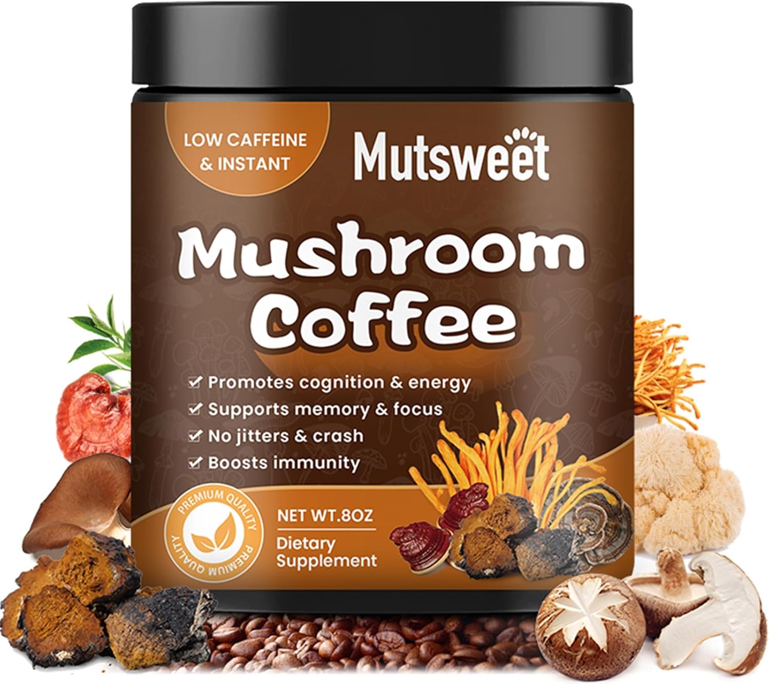 Mutsweet Mushroom Coffee Blend - Boost Energy & Focus
