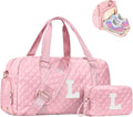 Personalized Duffle Bag for Women Girls - Quilted Initial Carry On eye