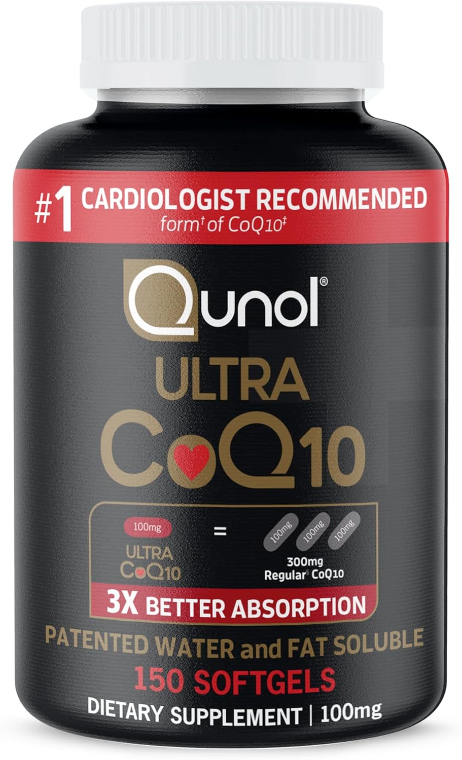 Qunol Ultra CoQ10 100mg Softgels for Heart Health & Energy