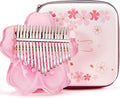 Kalimba Thumb Piano 17 Key Crystal Sakura Shape - Portable Full Kit