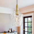 Modern Hammered Glass Pendant Light 8 in for Kitchen Island - Height