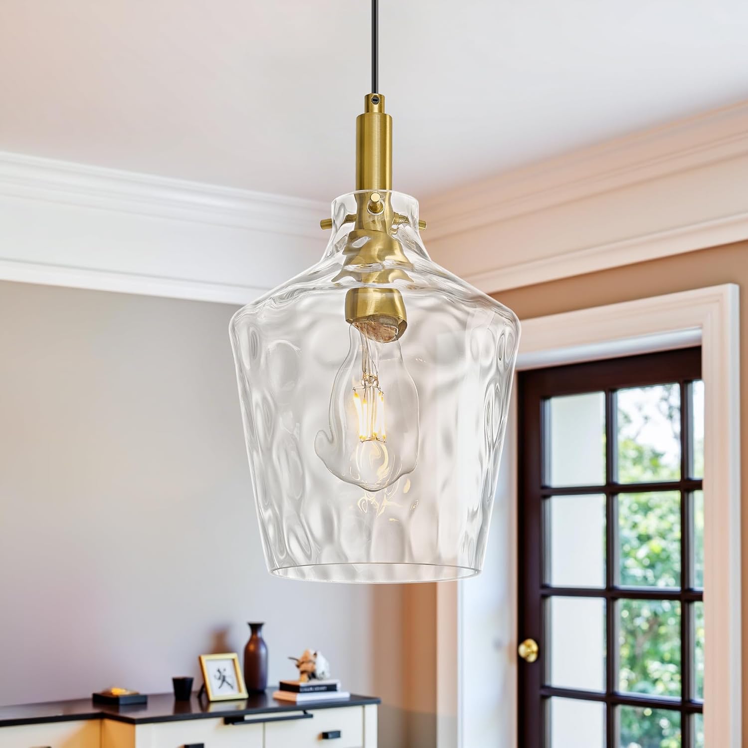 Modern Hammered Glass Pendant Lighting for Kitchen Island