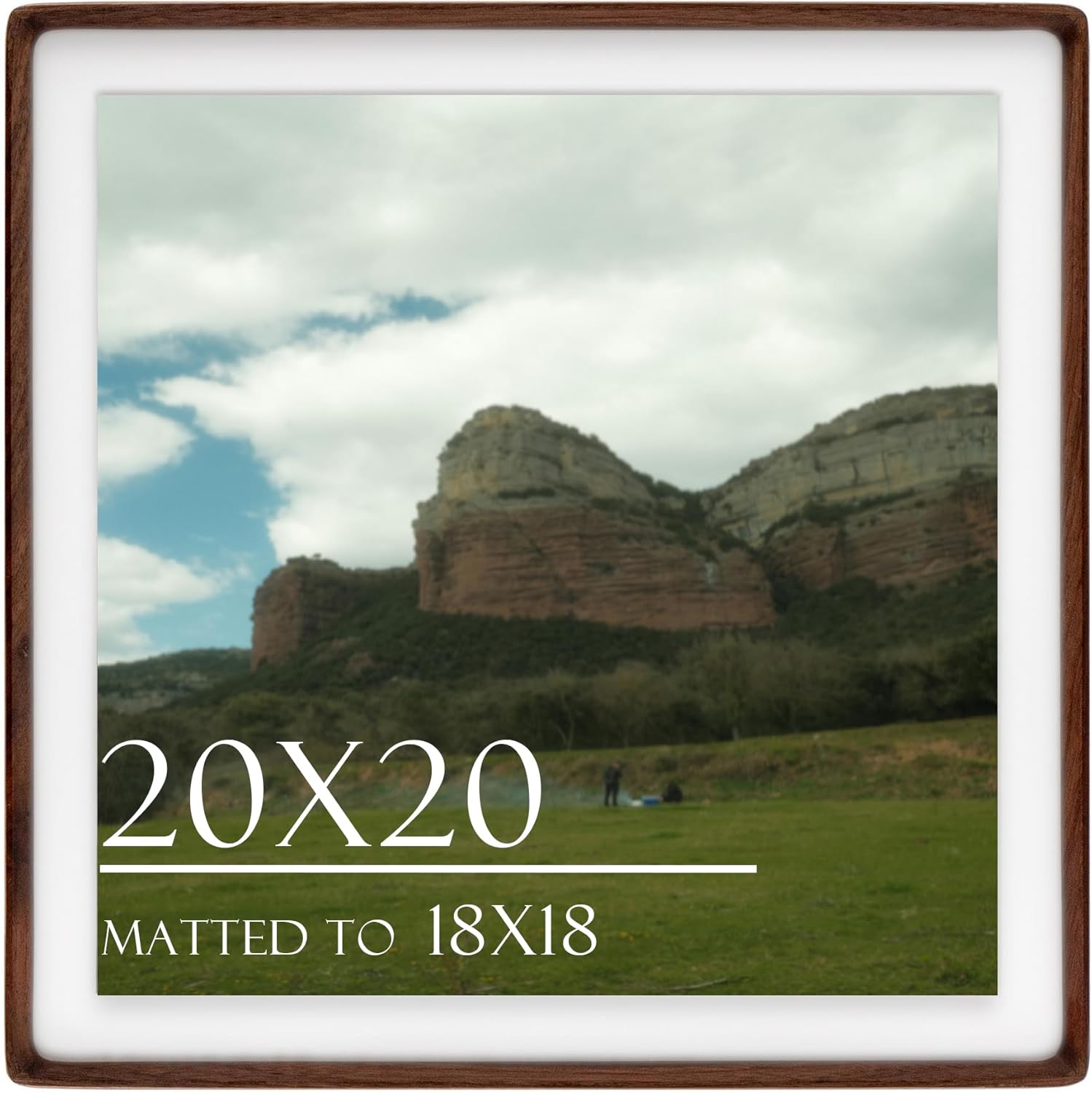 20x20 Square Picture Frame in Natural Walnut Wood for Art