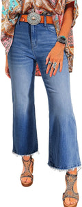 Astylish High Waisted Flared Jeans - Mineral Wash Raw Hem Shoes