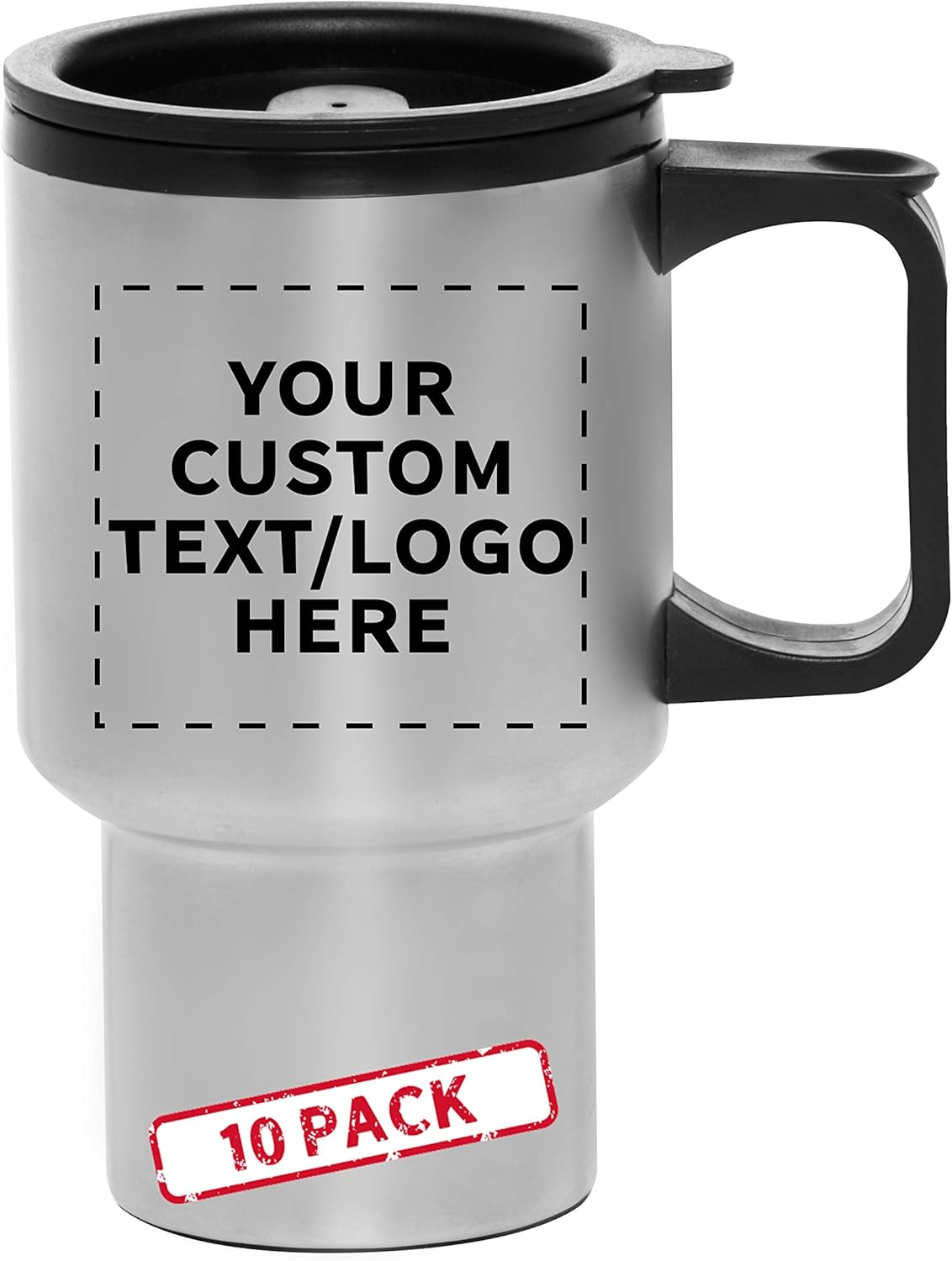 Custom 14oz Stainless Steel Travel Mugs - Set of 10 - Personalize on the Go!