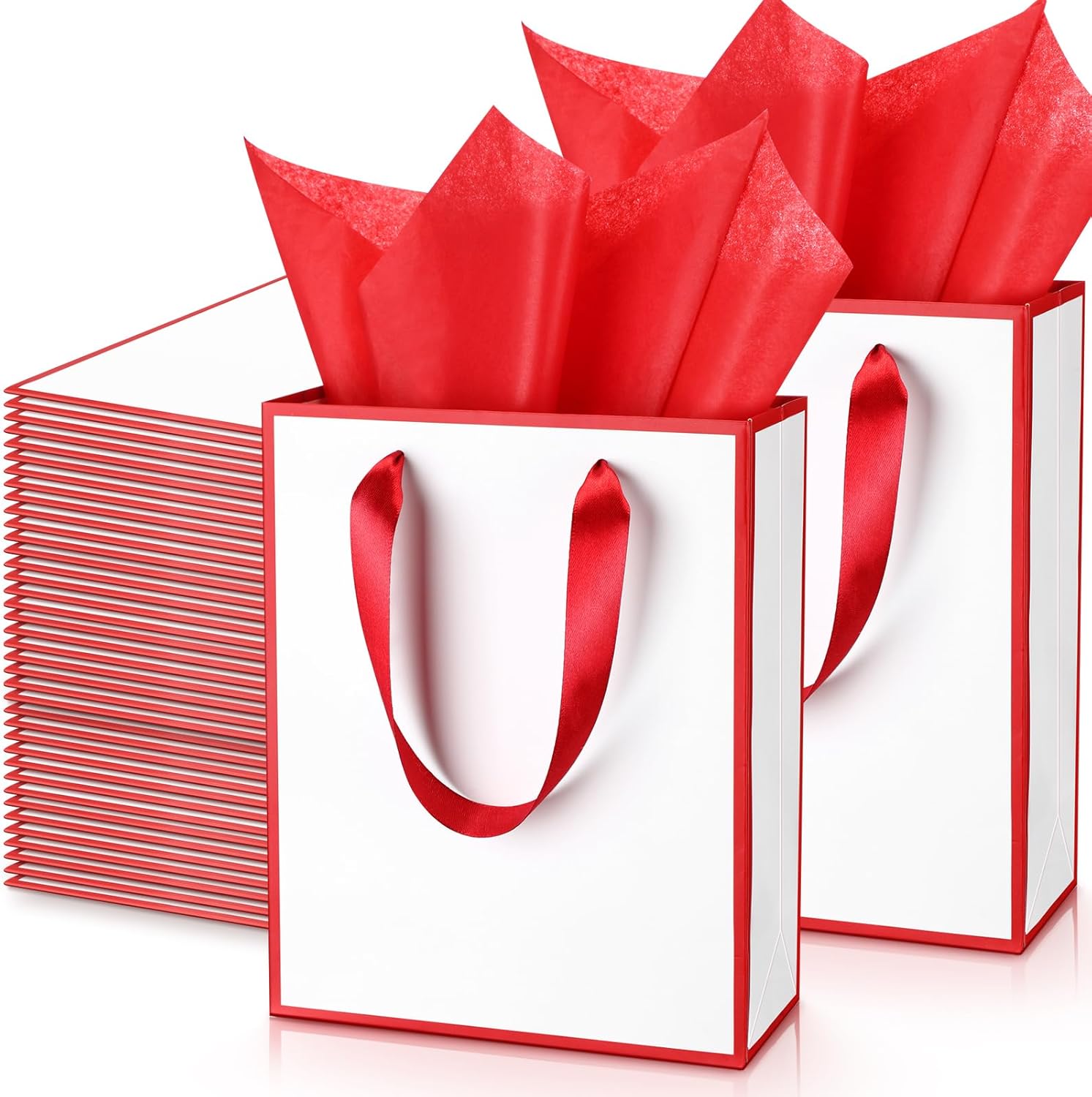 Yeaqee 50 Pack Metallic Gift Bags with Handles for Any Occasion