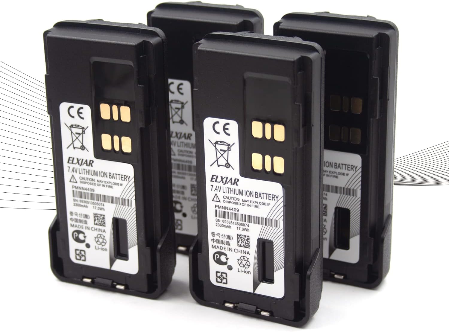 elxjar 4-Pack 7.4V 3000mAh Replacement Battery for Motorola Radios
