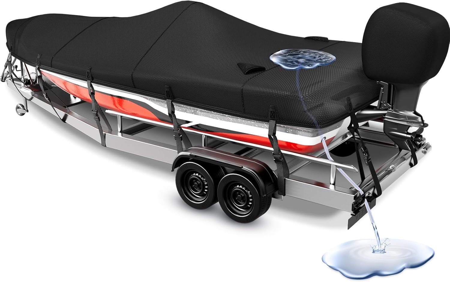 Heavy Duty Waterproof Boat Covers for 17-19ft V-Hull Boats