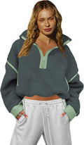 Half Zip Sweatshirt Women Oversized Sherpa Jacket (Style GDKK)