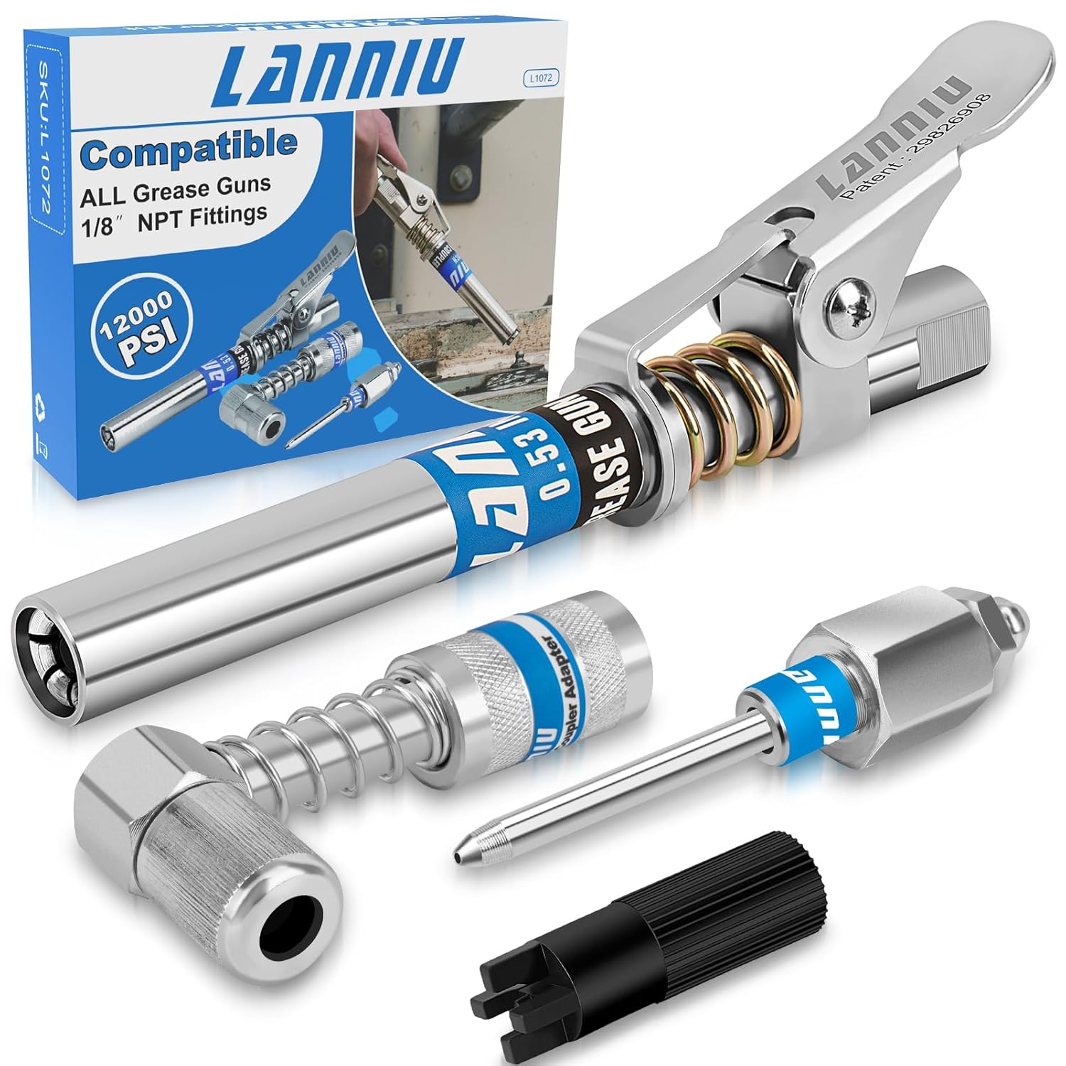 Grease Gun Coupler Kit - 12000 PSI Heavy Duty Lubrication Tips