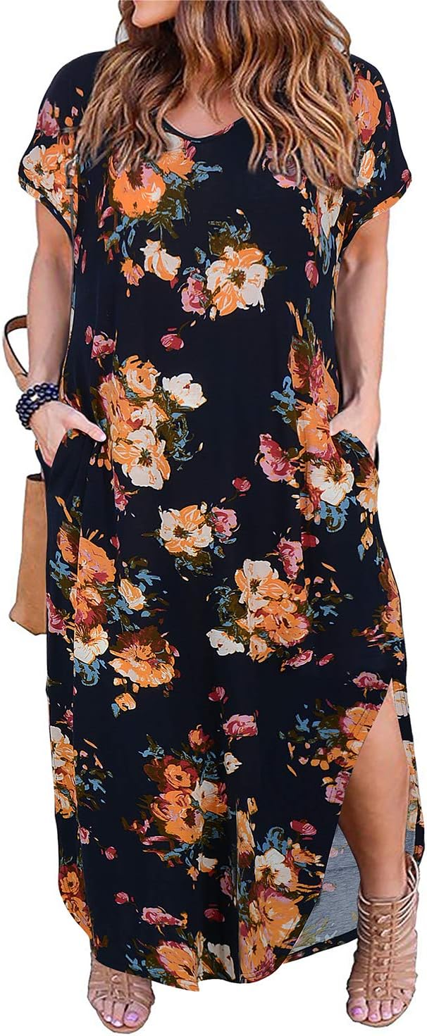 Plus Size Maxi Dresses for Curvy Women with Pockets and Slits
