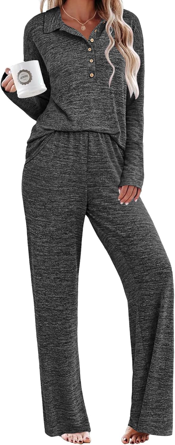 Ekouaer Womens Pajamas Set for Cozy Fall Lounge Comfort