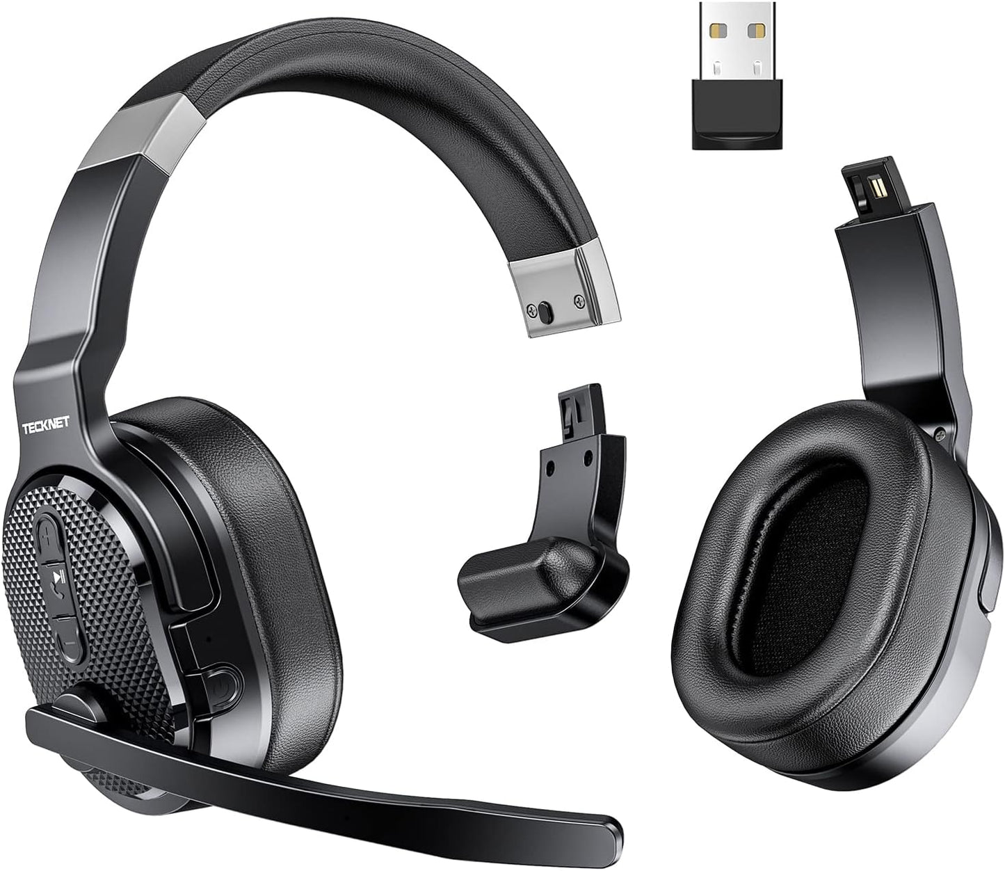 TECKNET Bluetooth Trucker Headset - 50Hr Noise Cancelling