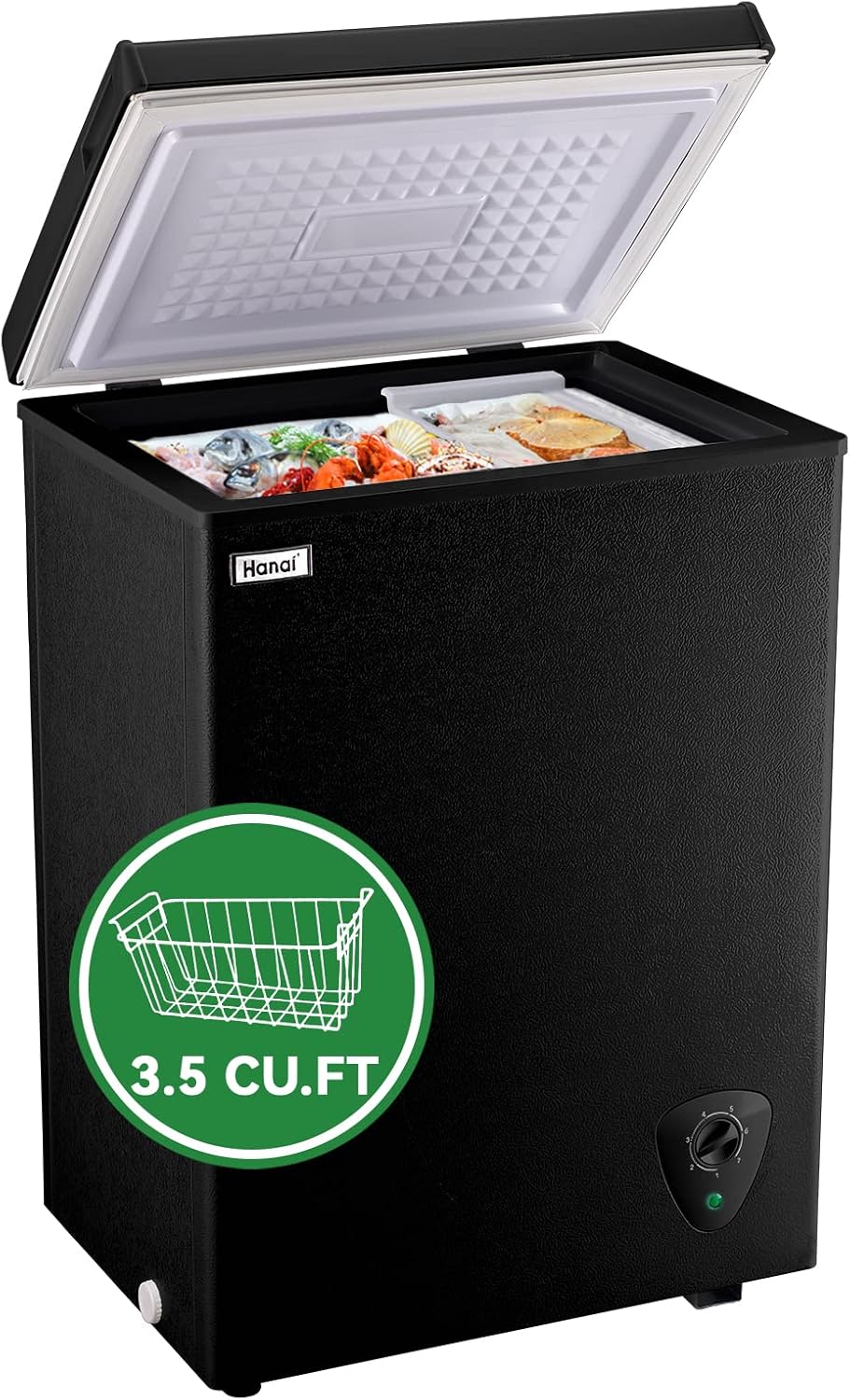 Compact 3.5 Cu.Ft Chest Freezer for Home and Business Use