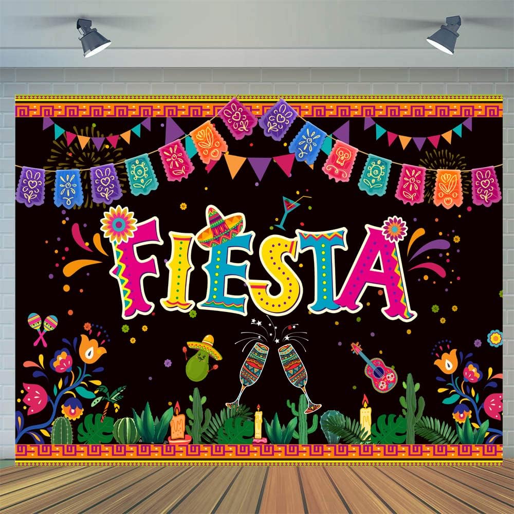 10x8ft Mexican Fiesta Themed Party Backdrop for Celebrations