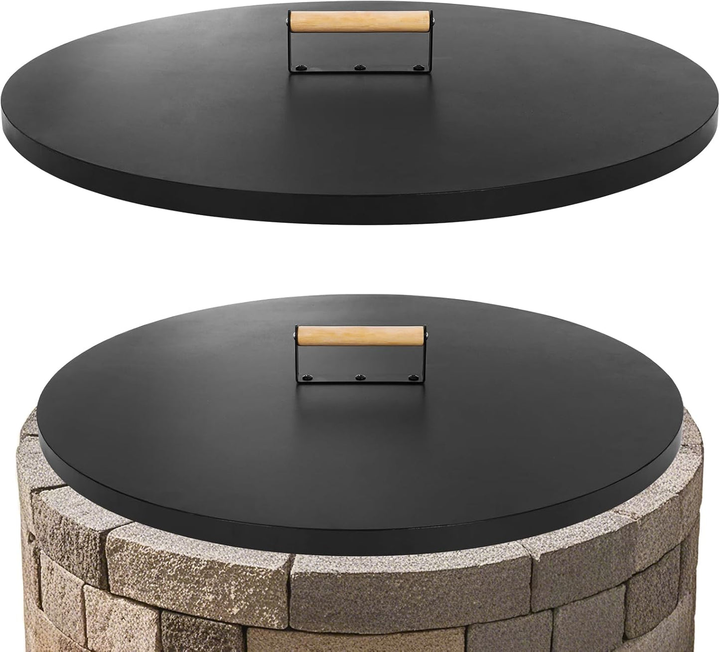 Durable 30in Fire Pit Lid with Wooden Handle for Outdoor Use