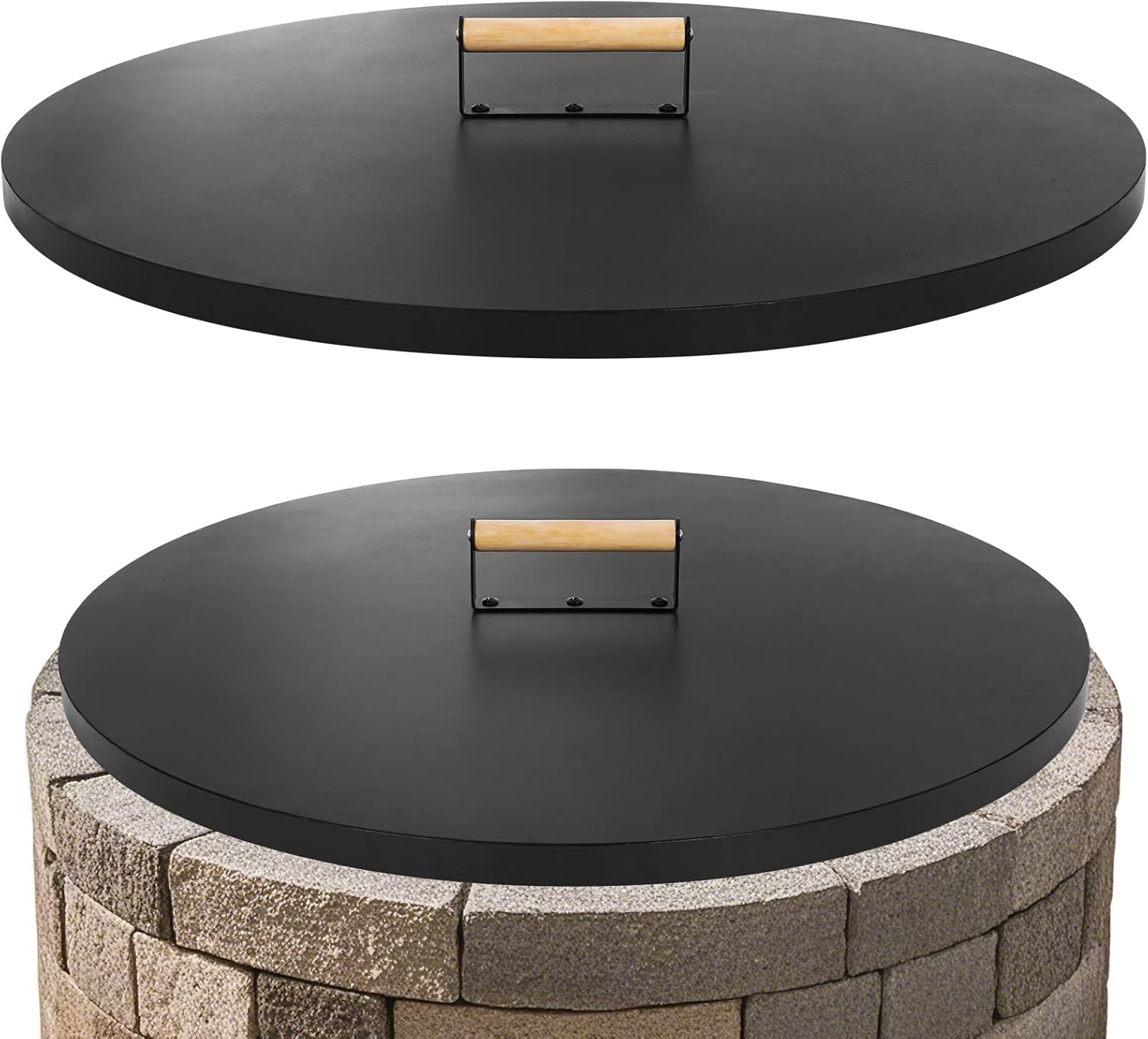 Durable 30in Fire Pit Lid with Wooden Handle for Outdoor Use