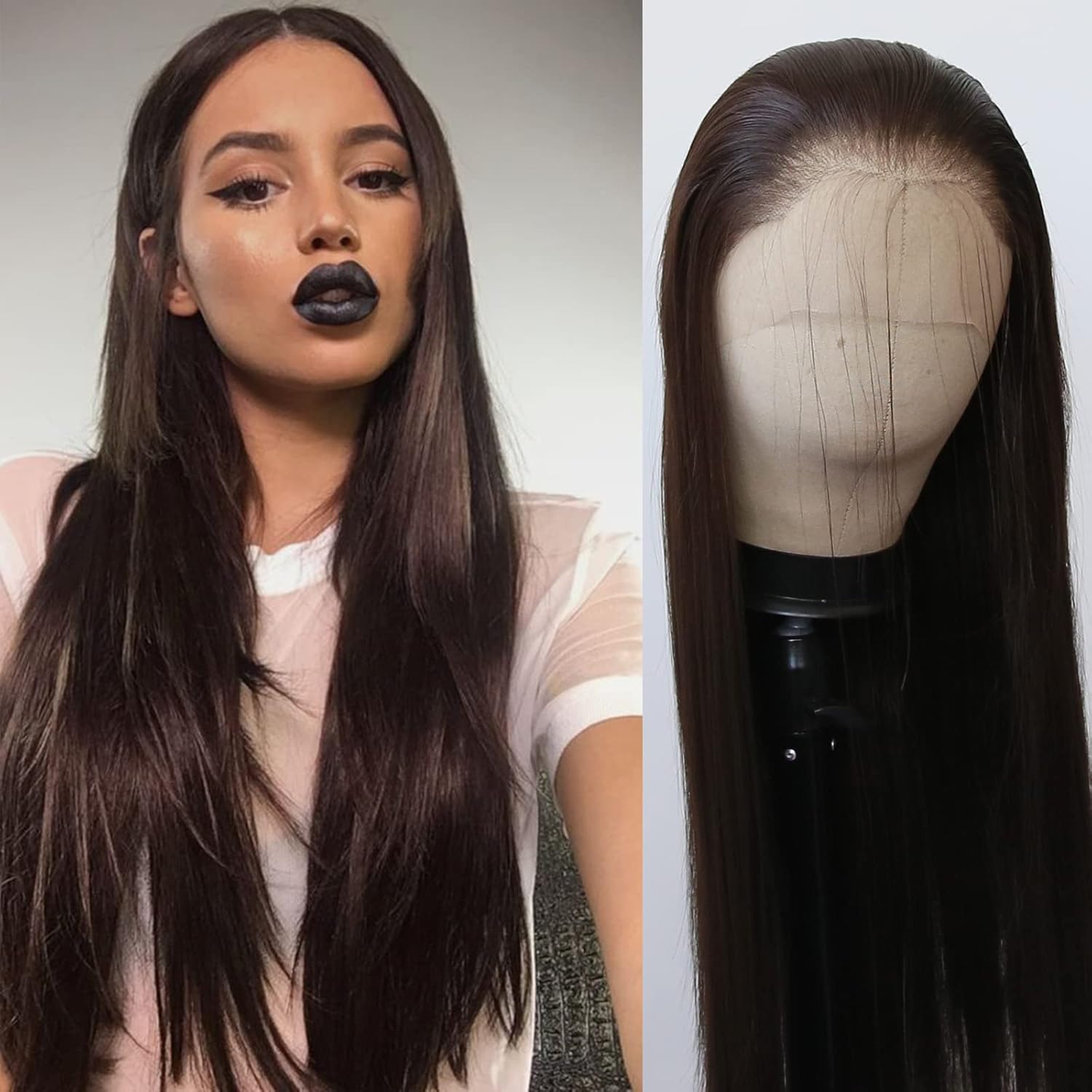Dark Brown Synthetic Lace Front Wig for Fashion Women Style