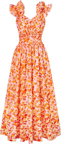 GRACE KARIN Women's Summer Floral Print Sundress - Flowy A-Line Ruffle