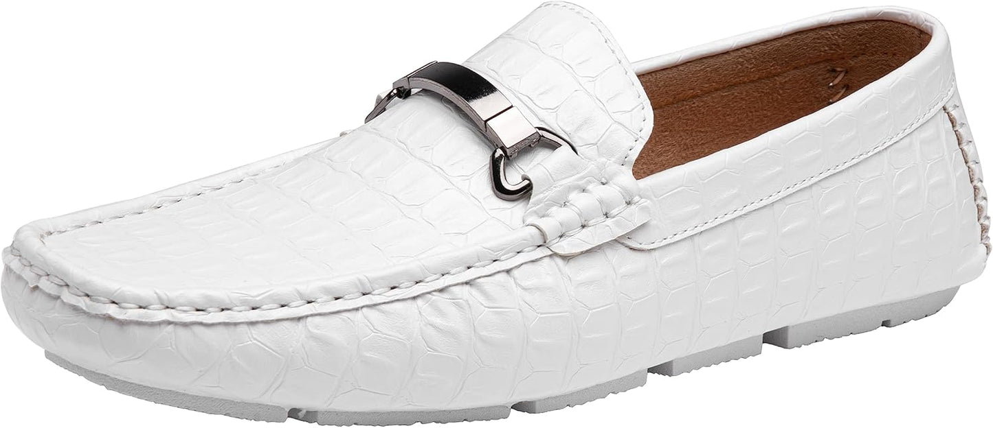 Jousen Men's Loafers Crocodile Printed Casual Slip On Shoes