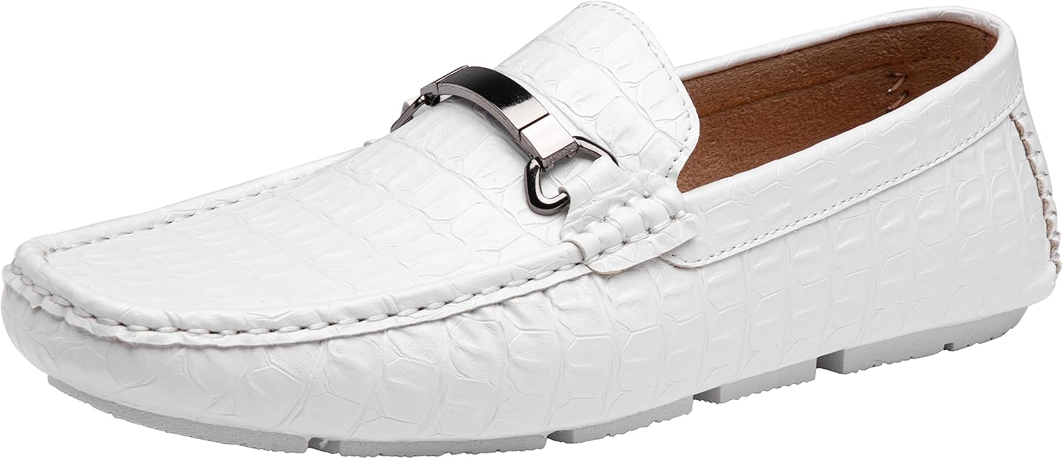 Jousen Men's Loafers Crocodile Printed Casual Slip On Shoes