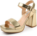 JOY IN LOVE Women's Chunky Platform High Heels Ankle Strap Block Heel