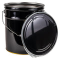5 Gallon Black Metal Bucket with Lever Lock Pail Lid - Heavy Duty