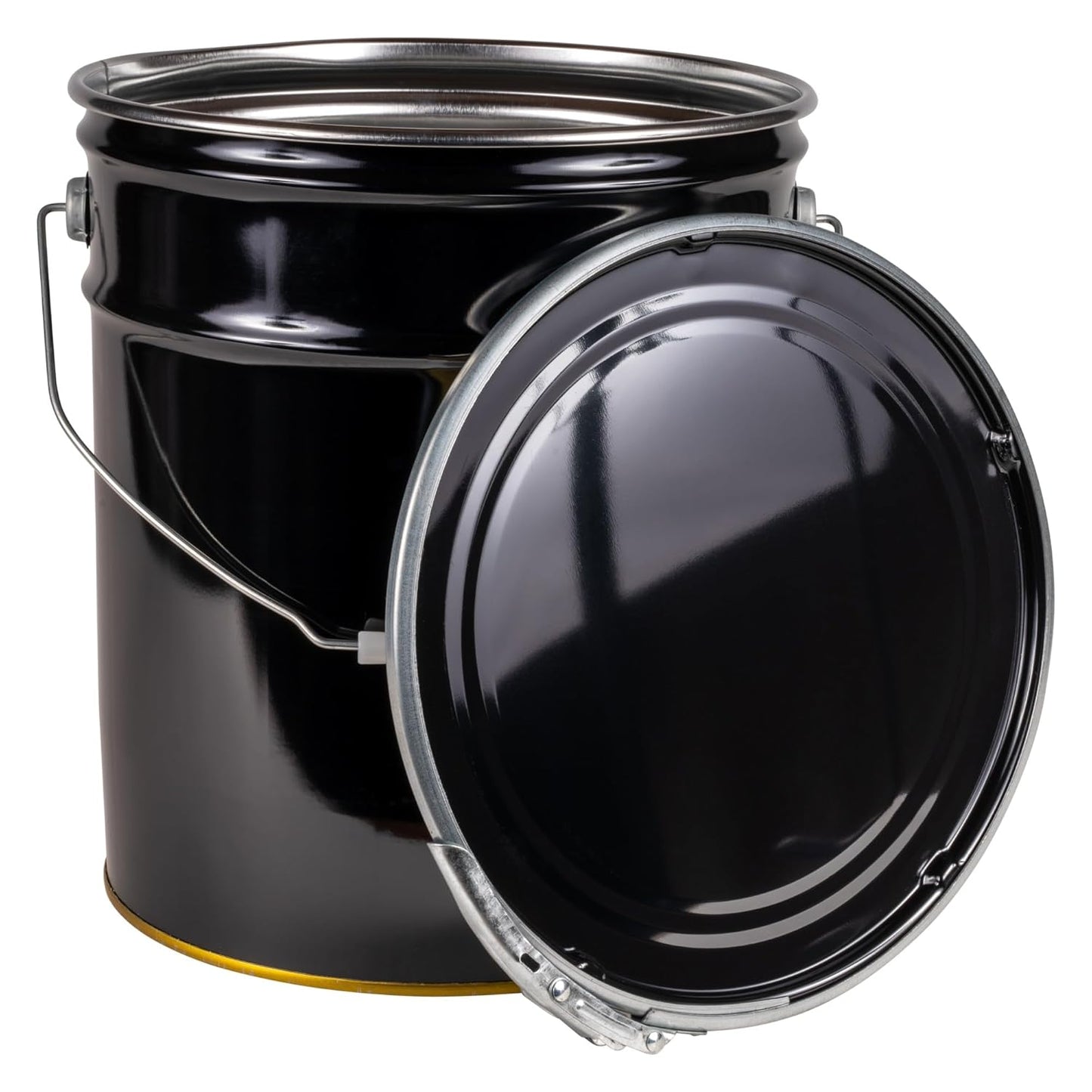 5 Gallon Black Metal Bucket with Lever Lock Lid for Durability