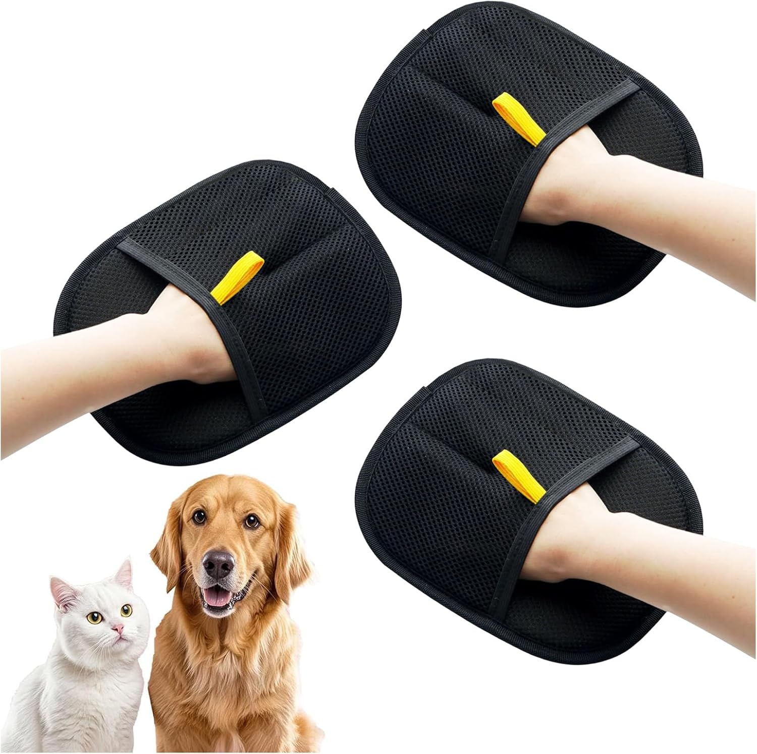 RIYUNE Double-Sided Pet Grooming Gloves - 3PCS Set