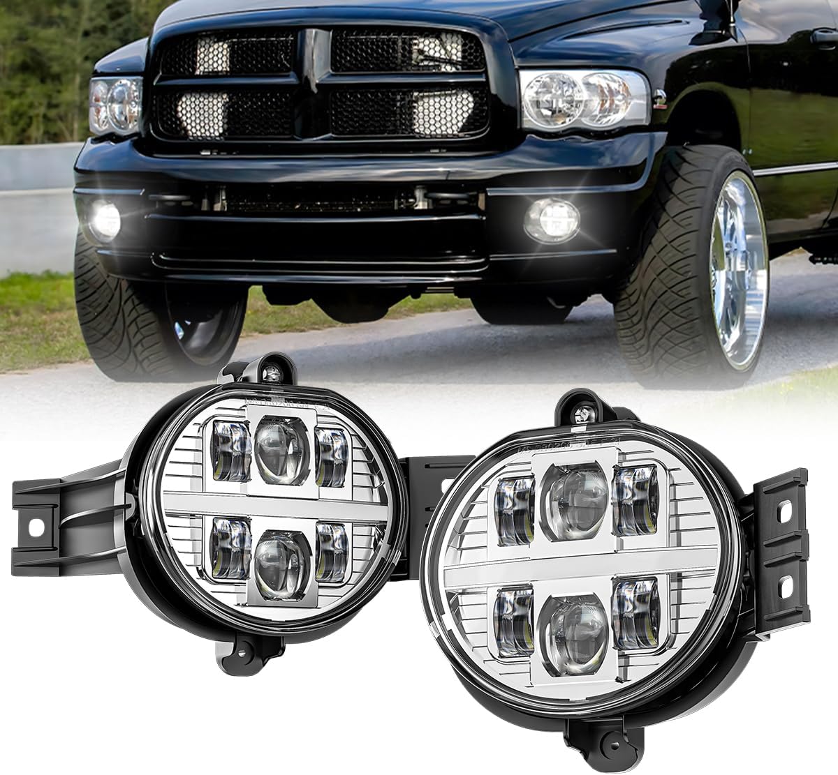 BICYACO LED Fog Light with DRL for Dodge Ram 1500 2002-2008
