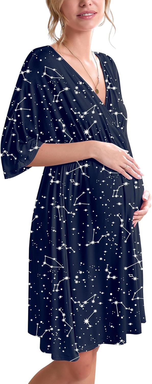 Ekouaer 3 in 1 Labor Delivery Hospital Gown for Maternity