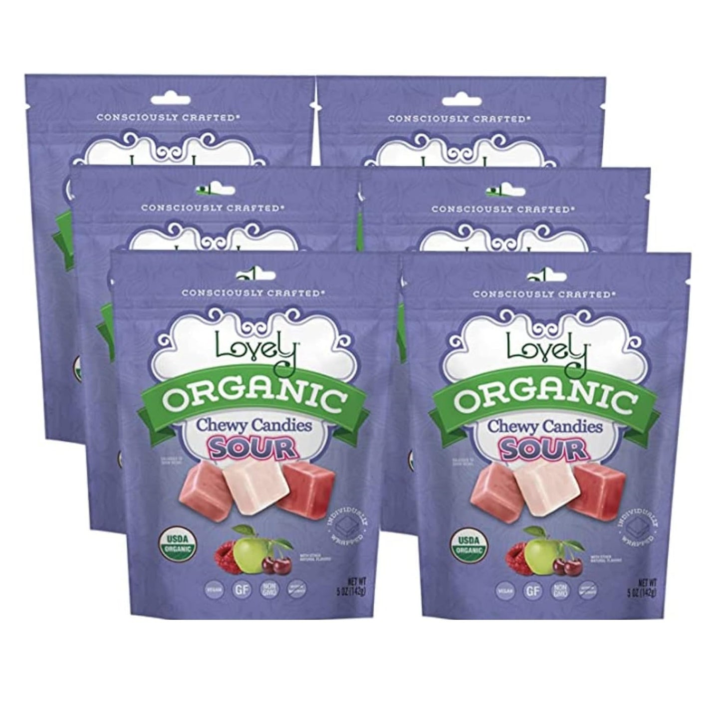 Organic Sour Chewy Candies - Vegan, Gluten Free, Non-GMO Treats