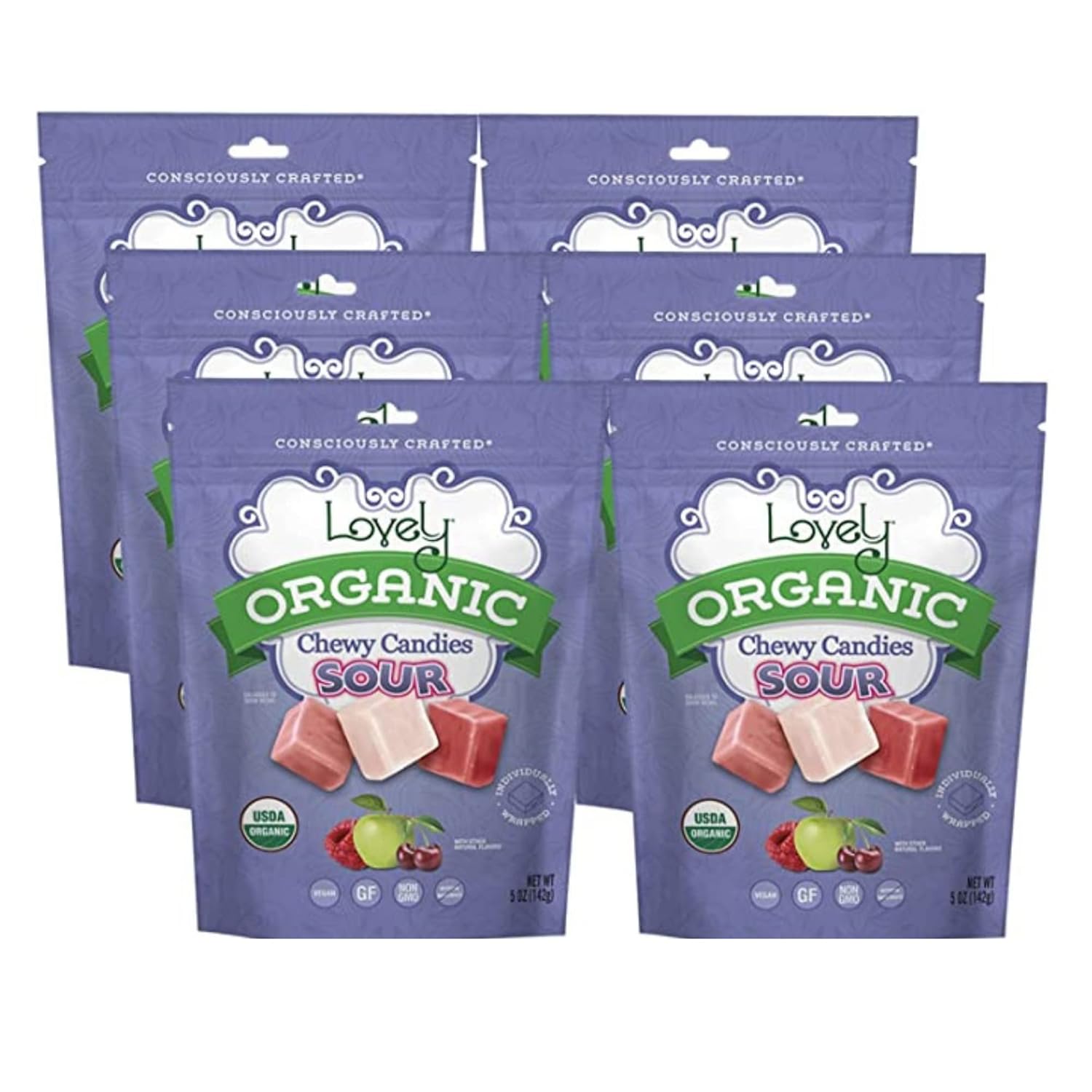 Organic Sour Chewy Candies - Vegan, Gluten Free, Non-GMO Treats