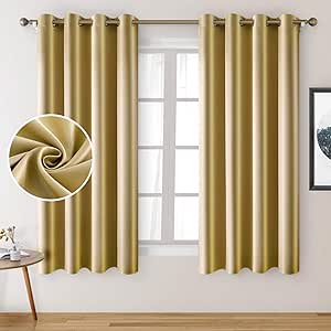 Faux Silk Blackout Curtains for Kids Room - 52 X 63 Inch