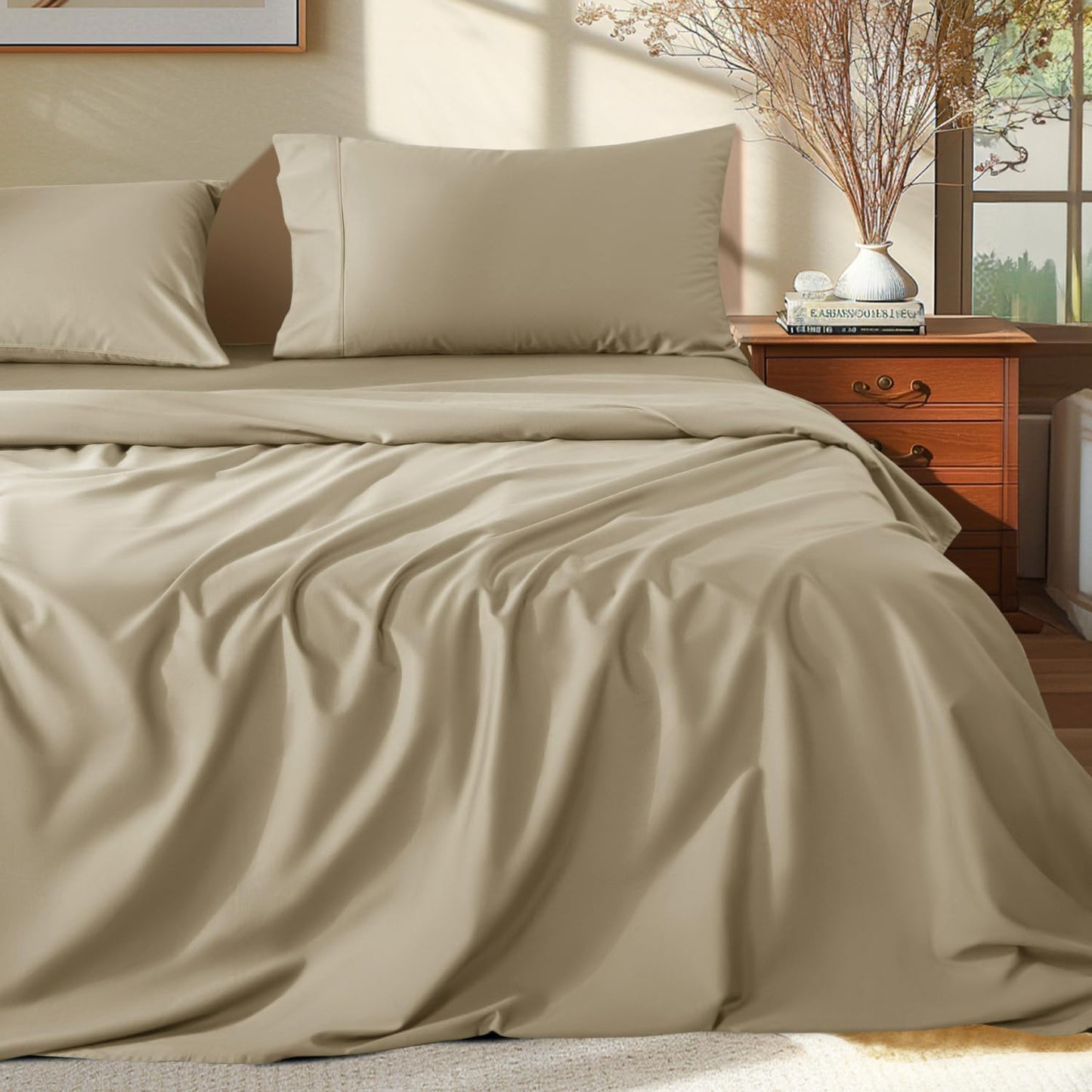Luxury 100% Egyptian Cotton King Size Sheets Set for Comfort
