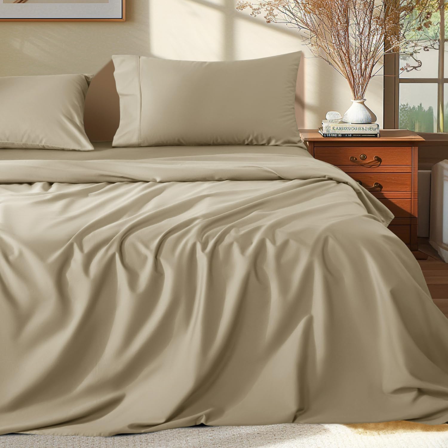 Luxury 100% Egyptian Cotton King Size Sheets Set for Comfort