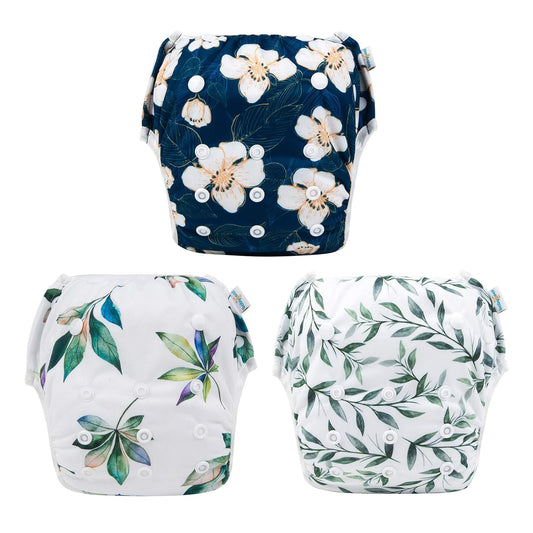 Reusable Swim Diapers for Infants 0-8M, 3-Pack - Perfect for Swimming Lessons! 