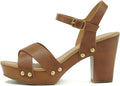 Soda MIGUEL Women Crisscross Platform Mid Heel Sandal - Bold Block
