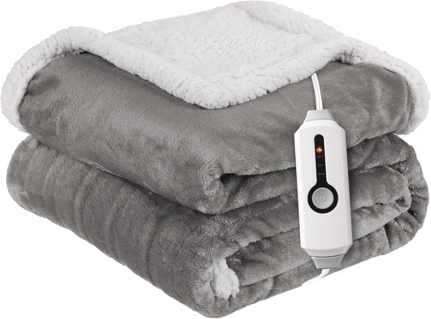 Electric Heated Blanket Throw 50x60 Dual-Sided Microplush Sherpa