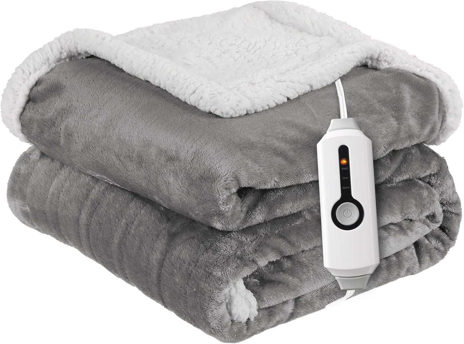 Electric Heated Blanket Throw 50x60 Dual-Sided Microplush Sherpa