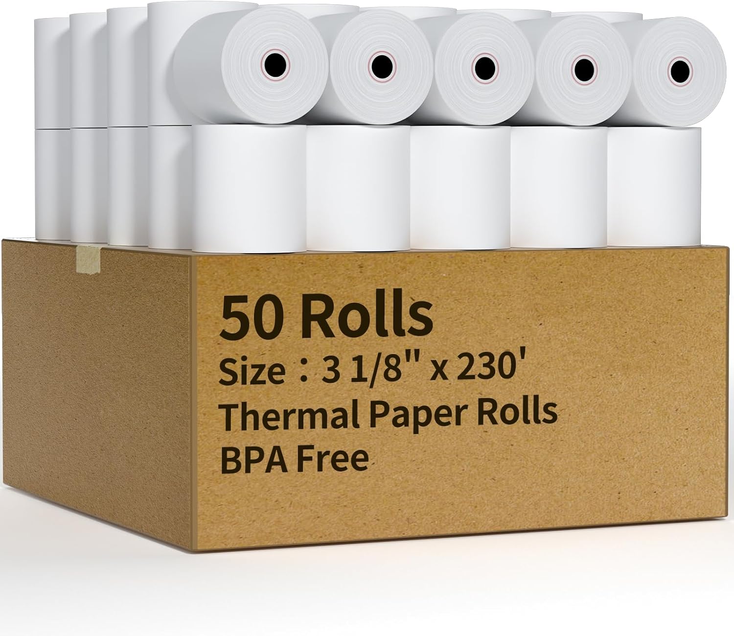3 1/8 in x 230 ft Thermal Receipt Paper Rolls for POS Systems